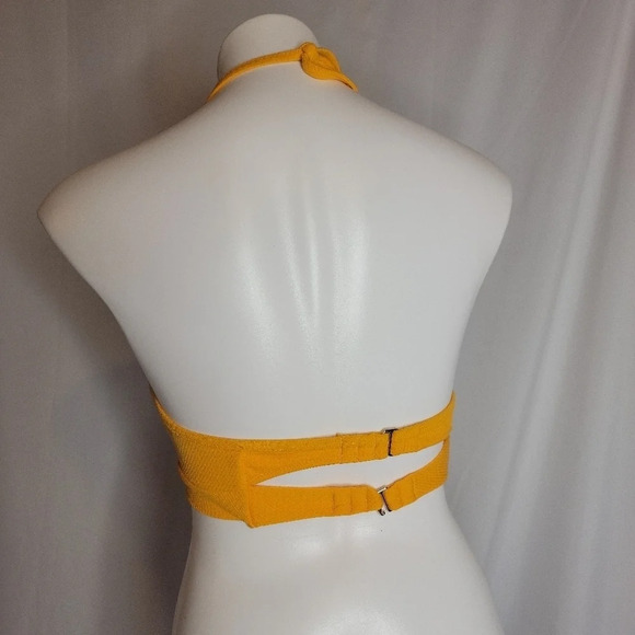 34B Retro Halter Padded Busty Golden Yellow Swim Top - Picture 2 of 3